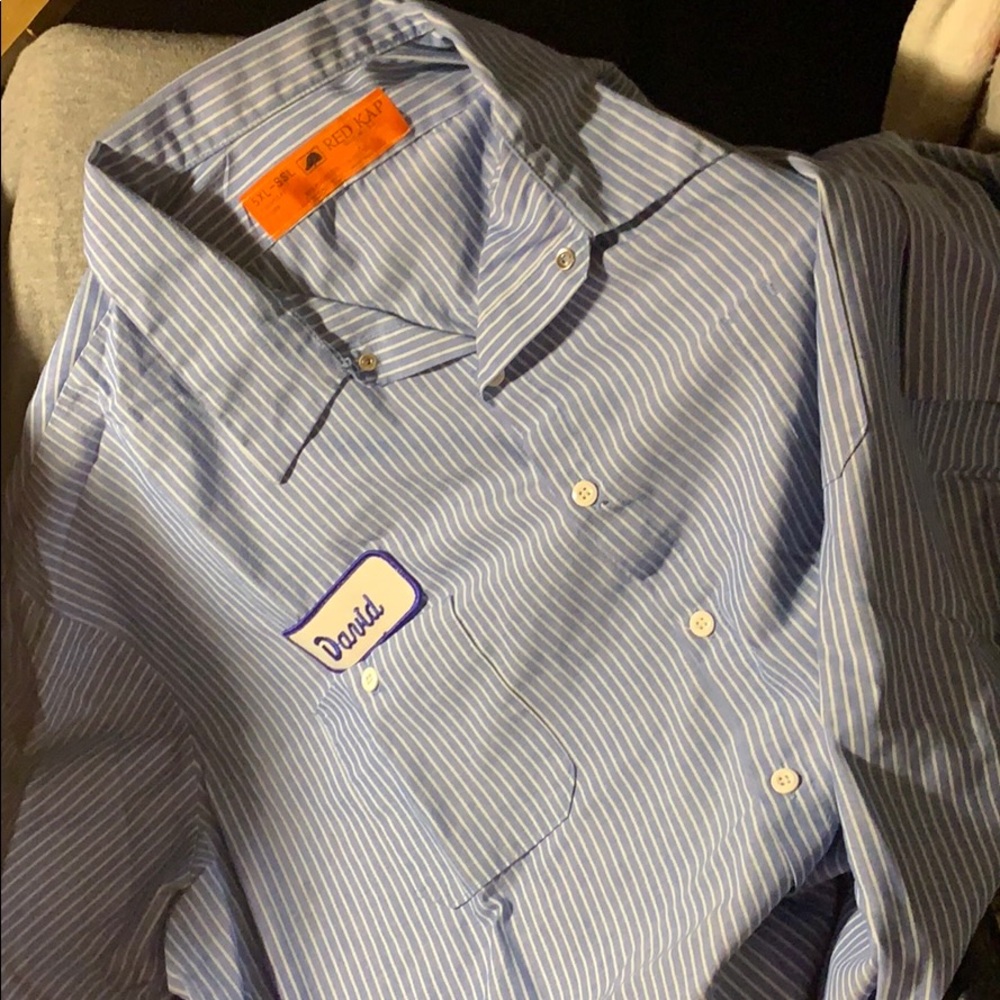 Men’s 5XL Shop Shirt with Patch “DAVID” Removable